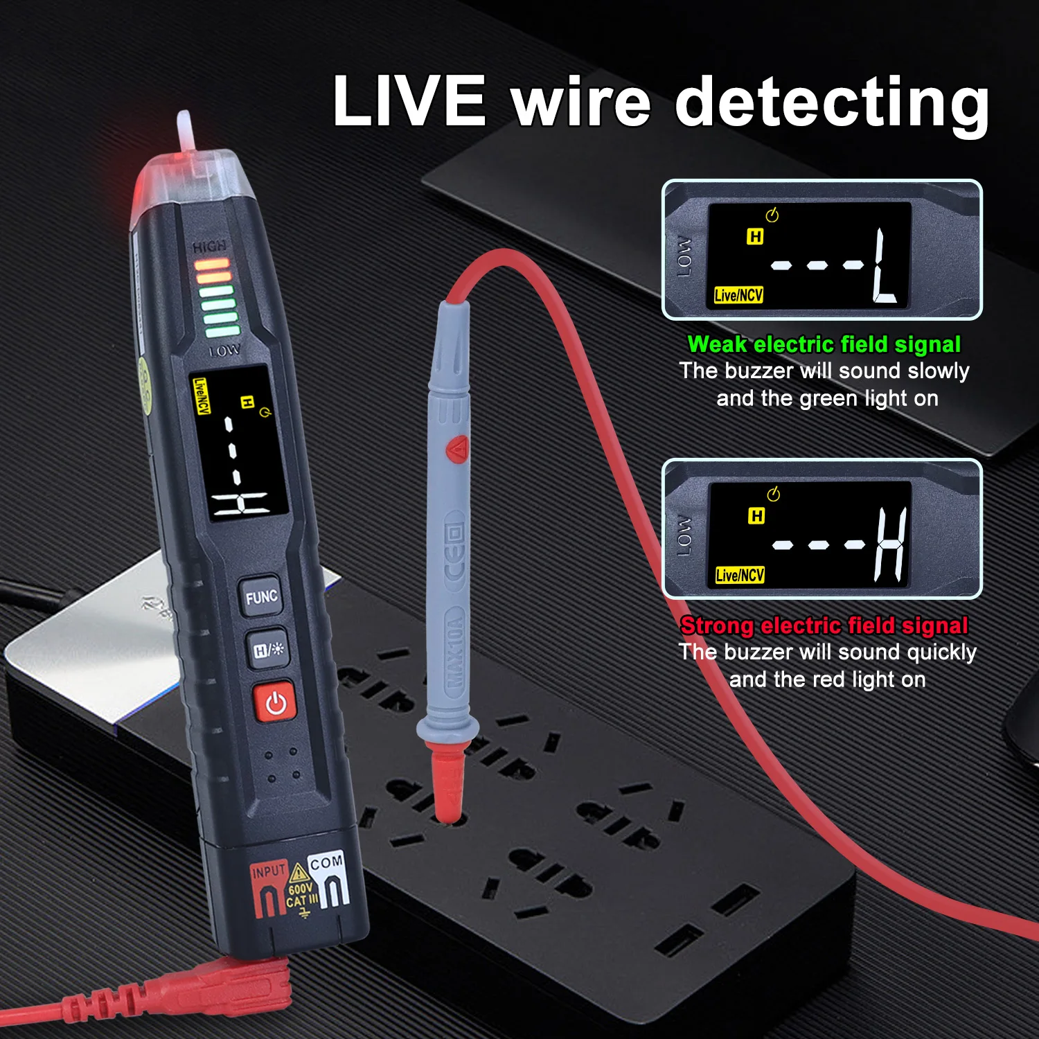 Xin Tester TRMS NCV Digital Pen Type Multimeter 600V DC AC Voltmeter Ohm Hz Phase Capacitance Test Sequence Tester XT120A