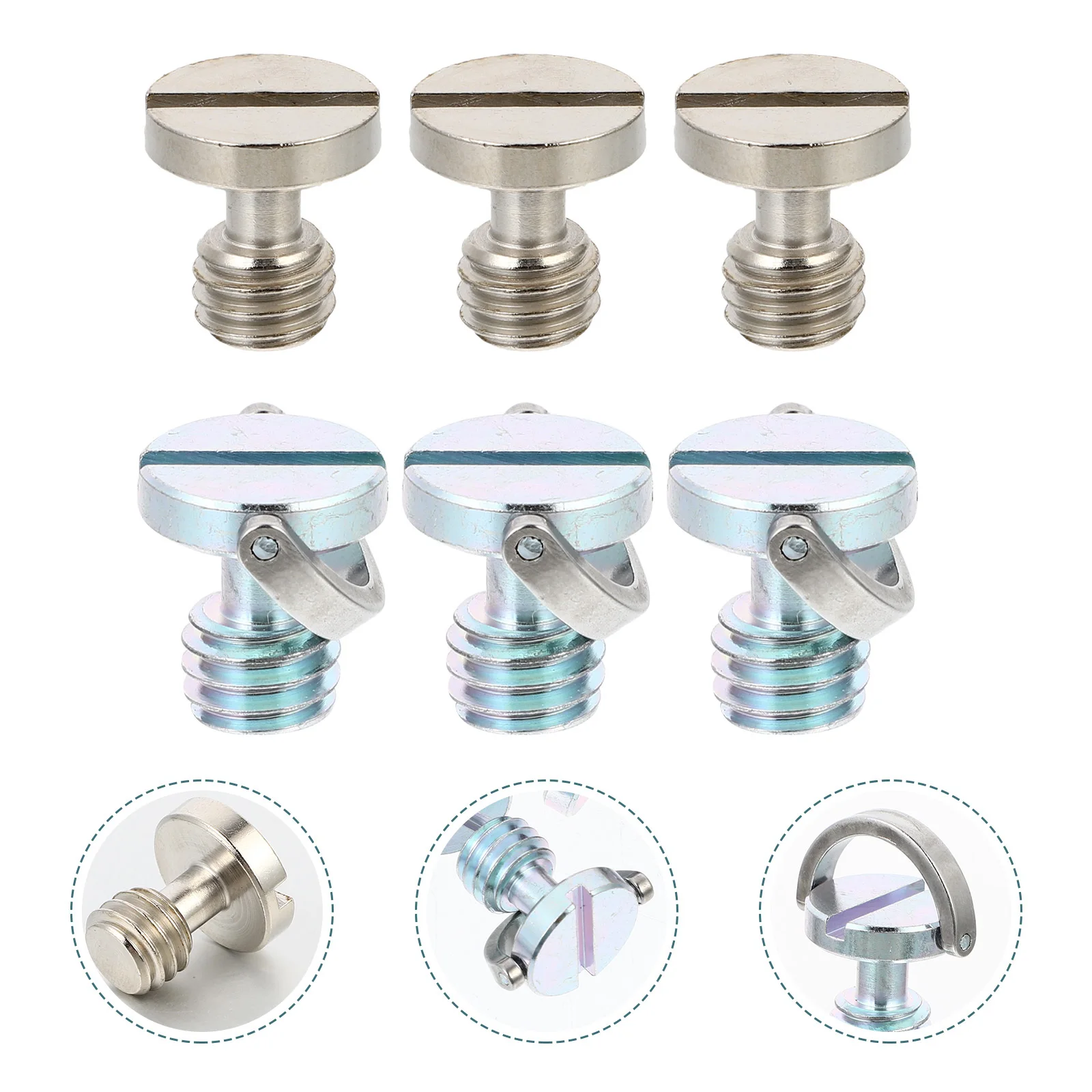 

6 Pcs Camera Screw Accessories Parts Fixing Monopod Blank Slotted Iron Mounting Quick Release Plate Hinged