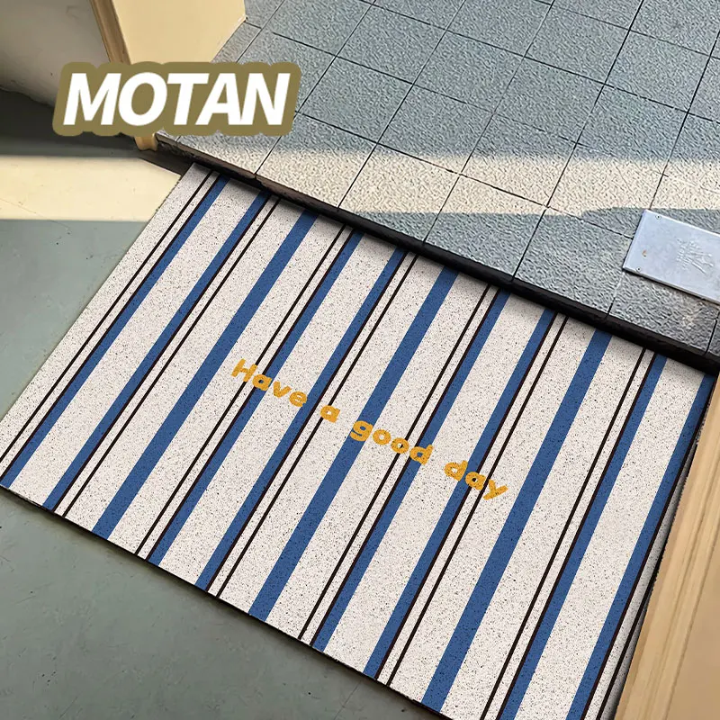 Striped PVC Coil Doormat Cuttable Non‑Slip Dirt Scraper Door Mat Waterproof Entrance Rug For Entryway Porch Hallway Home Decor