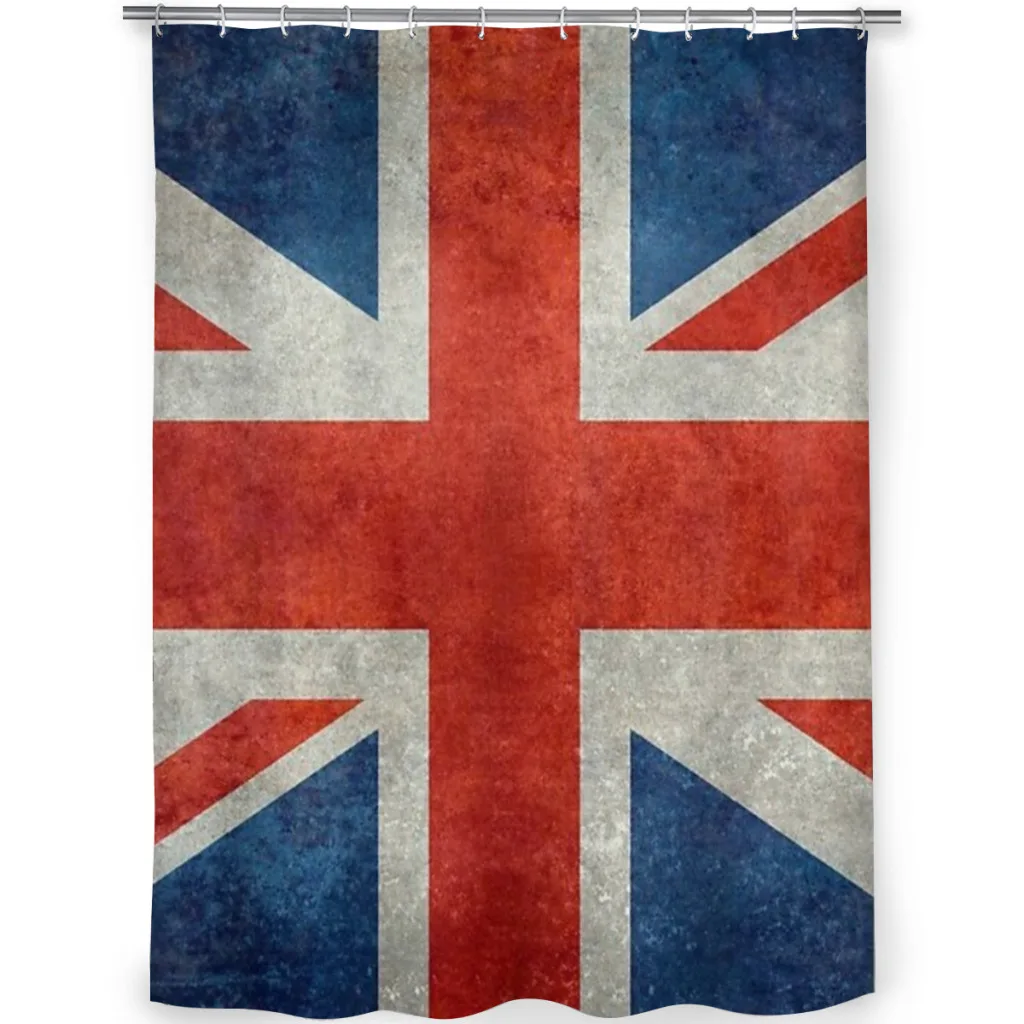 British Union Jack flag grungy vintage version Shower Curtain Landscape Bath Curtain With Hooks for Bathroom waterproof scenery