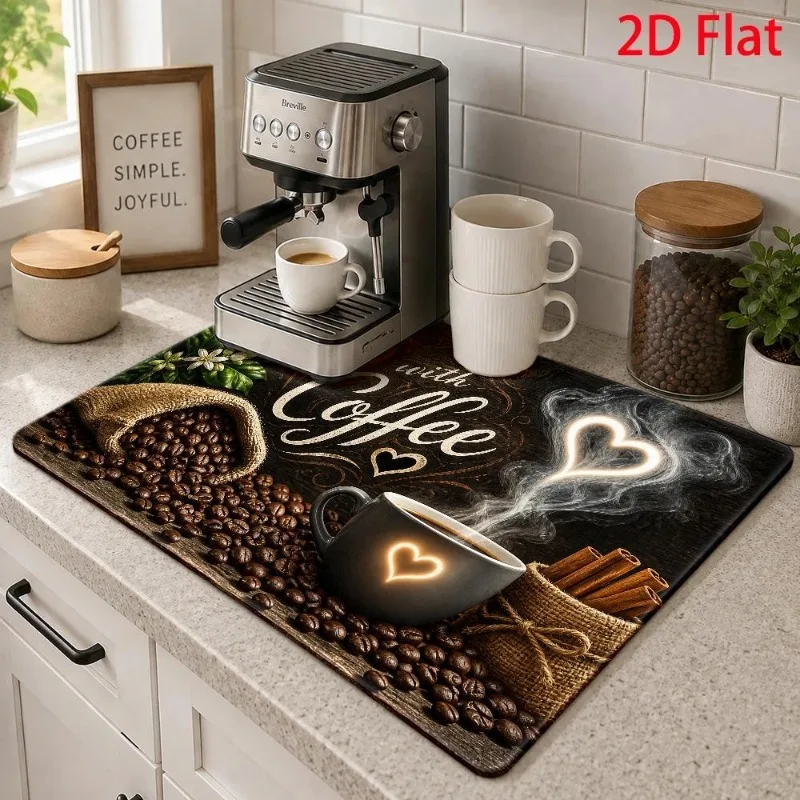 Super Absorbent Mat 2D Flat Spooky Brew Letter Pad Dish Drying Cushion Halloween Ghost Pumpkin Espresso Placement Mat