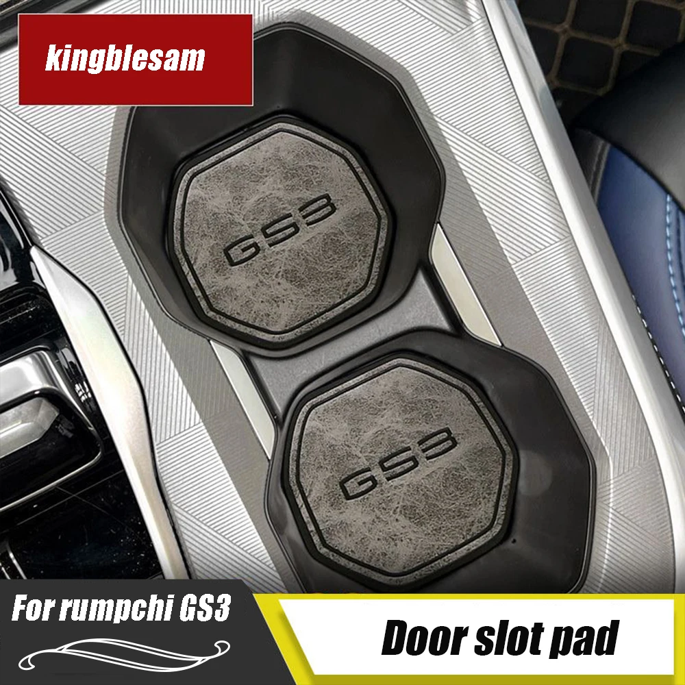 Leather black Car Door Groove Anti-Slip Gate Slot Cup Pad Mats Water Cup Storage Box For Trumpchi Gac GS3 2023 Groove Mat Coaste