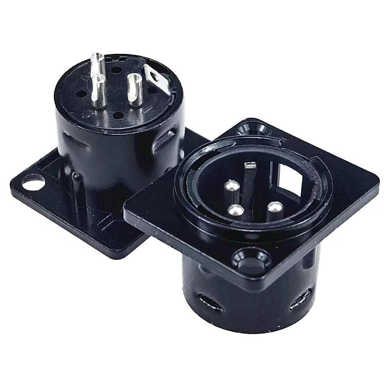 MW Audio 8 Stück 3-Pin XLR Stecker, Schwarzer Metall-Quadrat-Mikrofonanschluss zur Panelmontage für Mischpulte – Detail 2