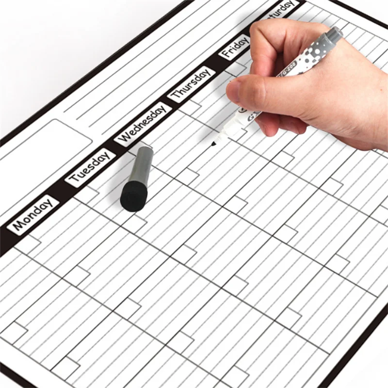 جدول شهري قابل للمسح بشكل متكرر دون ترك أثر، لوحة ملاحظات للتمرين واللياقة البدنية، ثلاجة منزلية