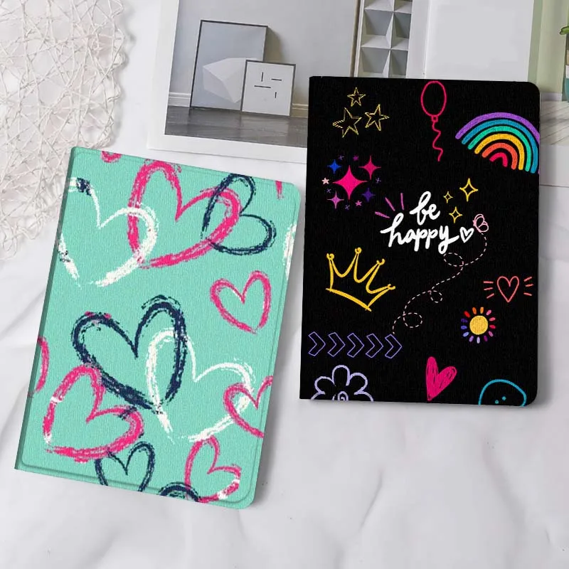 

Cartoon Heart Pattern Background Gift Tablet Case For Samsung Tab Galaxy S6 S11 A A7 A8 A9 A11 10.1 10.4 10.5 Plus Lite