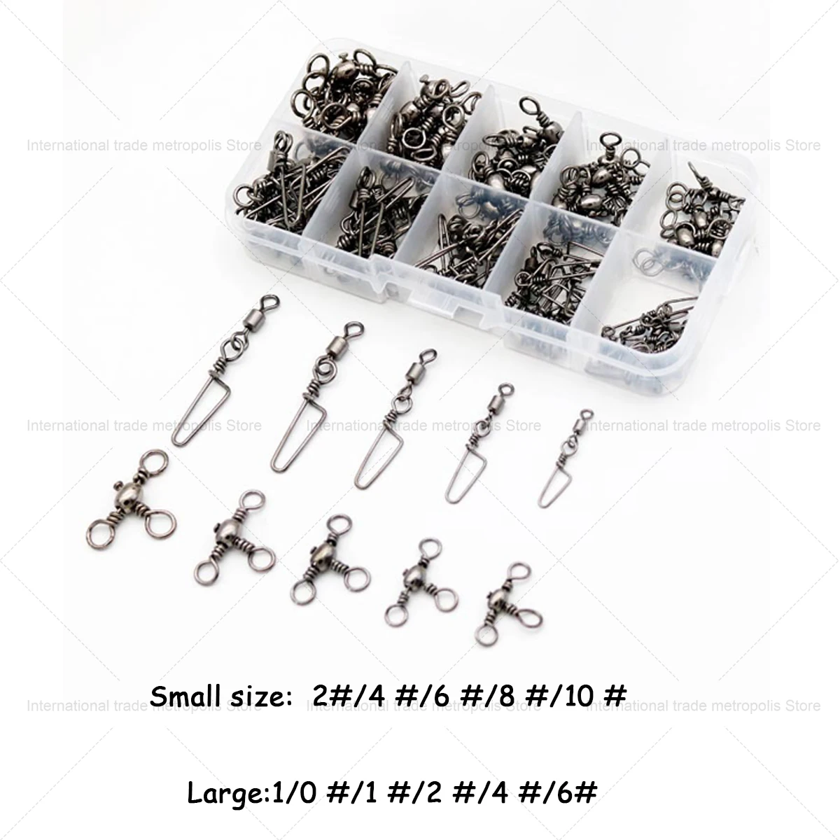 

Fishing pin connector 100pcs American Style Swivel Ring Curved PinBottle Type Center Pass Swivel Ring Lure Connector Accessories