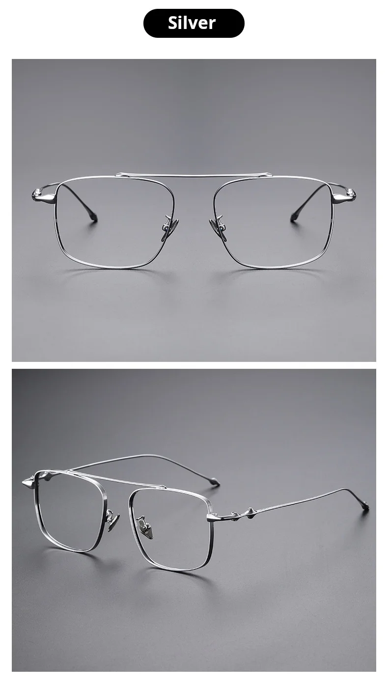 YIMARUILI Retro Pilot männer Brille Rahmen Ultraleicht Trendy Titan Legierung Große Größe Optische Brillen Frauen M1910 – Detail 12