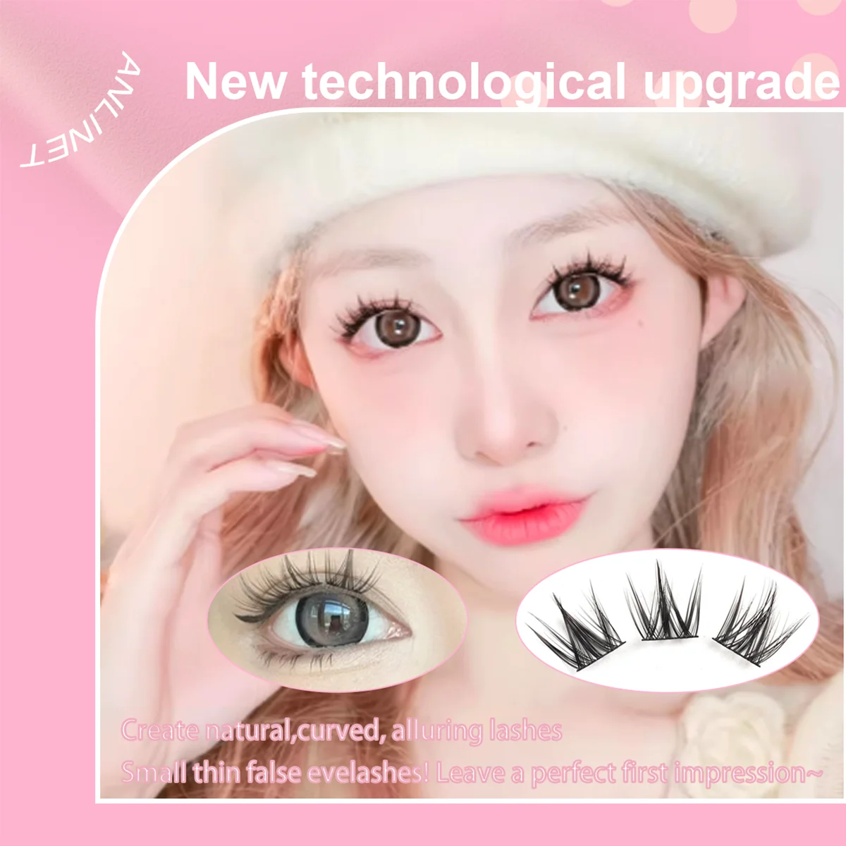 Sztuczne rzęsy bez kleju, 10 rzędów, 100 kępek, lekkie, miękkie, duża ilość, wielokrotnego użytku, naturalny wygląd.