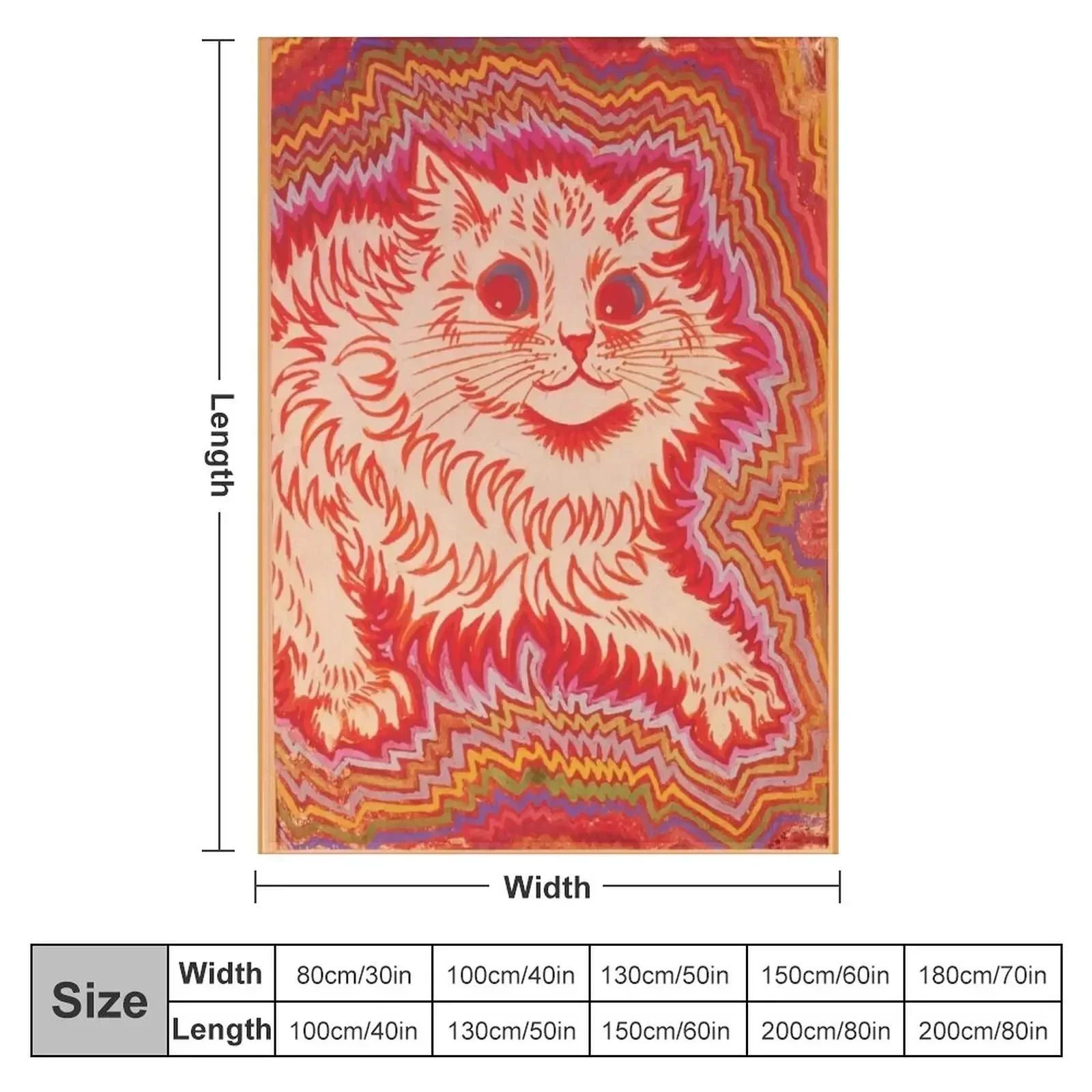 Louis Wain Orange Psychadelic Cat Throw Blanket blankets and throws warm winter Blankets