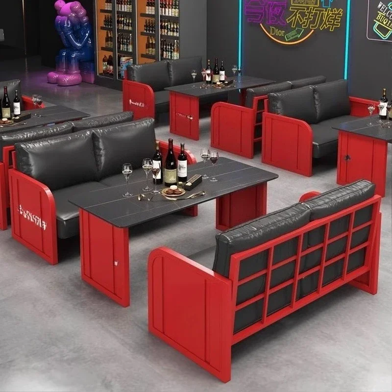 Retro industrial style clear bar bar booth sofa, barbecue restaurant dining bar cafe wrought iron container
