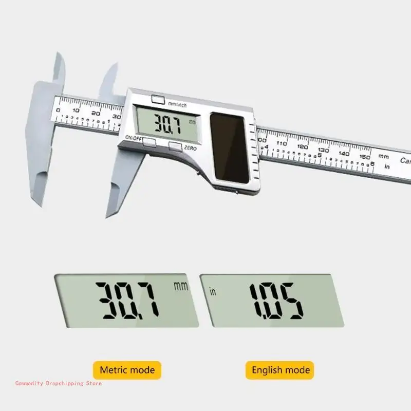 Calibro a corsoio solare 0-150 mm Strumento misurazione della profondità del calibro digitale LCD