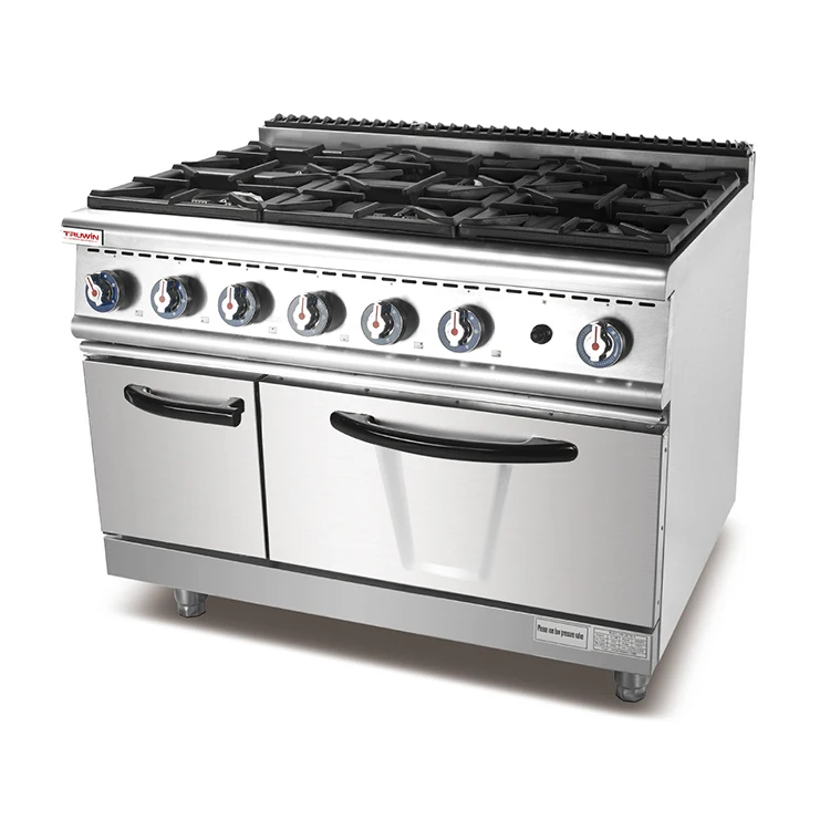 Commercial Kitchen Cooktops Restaurant Stainless Steel Free Standing 6 Burner Gas Stove Oven Range Stove