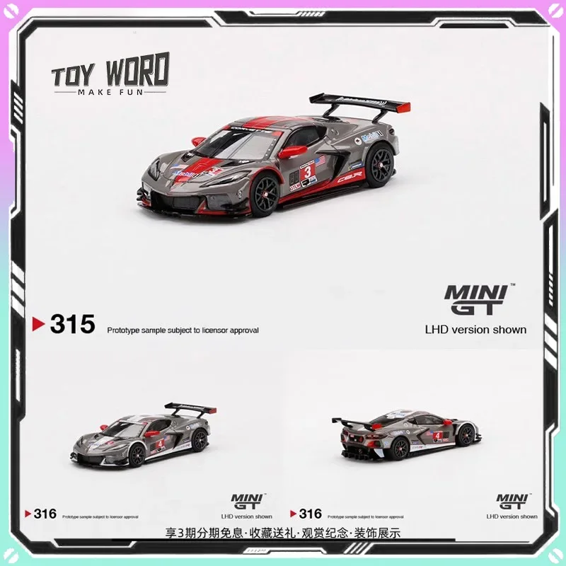 Mini Gt Car Model 1/64 Chevrolet Corvette C8R Number 3 Car Model Simulation Room Ornament Display Car Models Boy Collection Gift