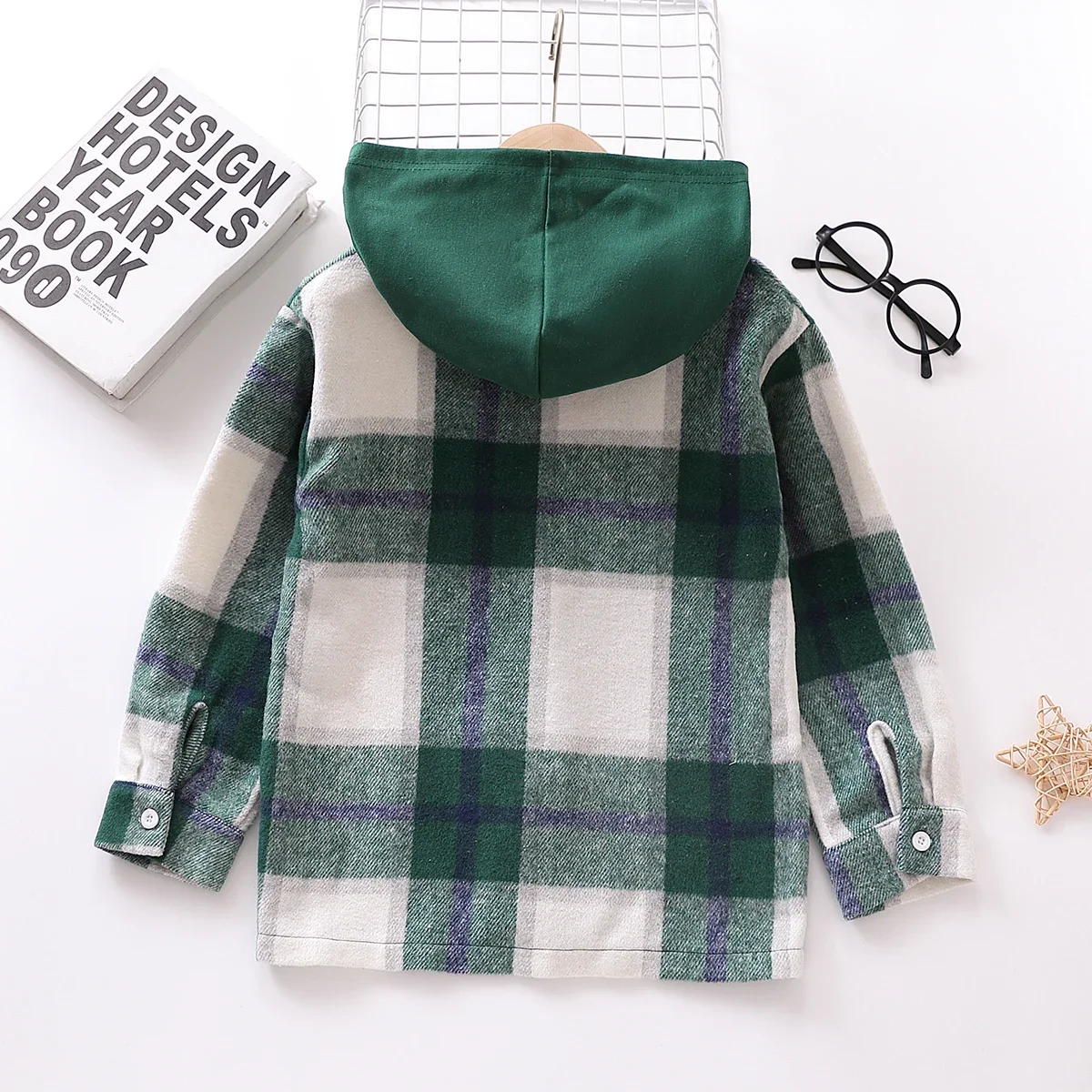 PatPat Kid Boy Plaid Button Up Hoodie Soft Comfortable  Perfect for Outings Daily Wear Basic Style Suitable for Autumn Season