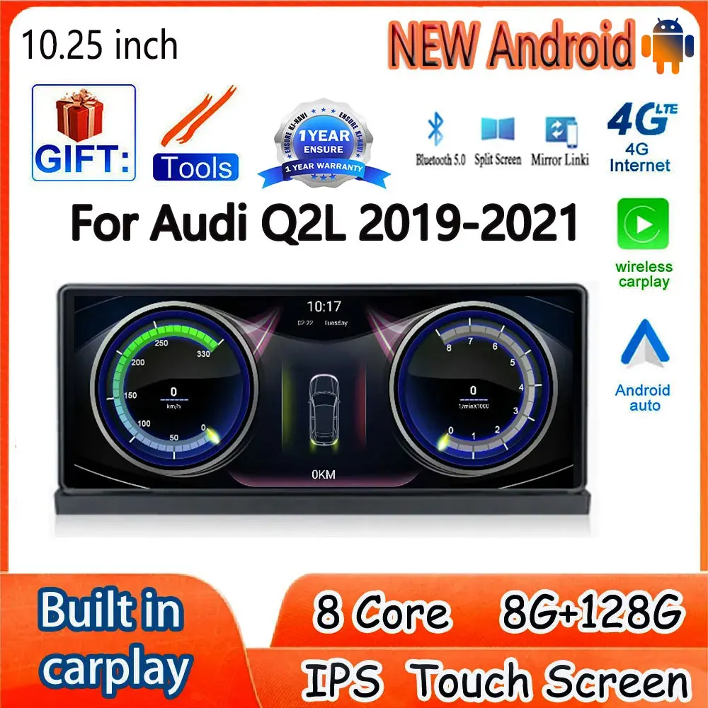 

10.25 Inch For Audi Q2L 2019-2021 Android 14 System IPS Screen Carplay 4G WIFI Car Accessories Monitor Multimedia Radio Player