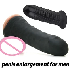 Penis Dildo Sleeve Extender Enlarger Sheath Reusable Condom Cock Extension Cover Sex Toys For Men Juguetes Sexulaes Sex Shop