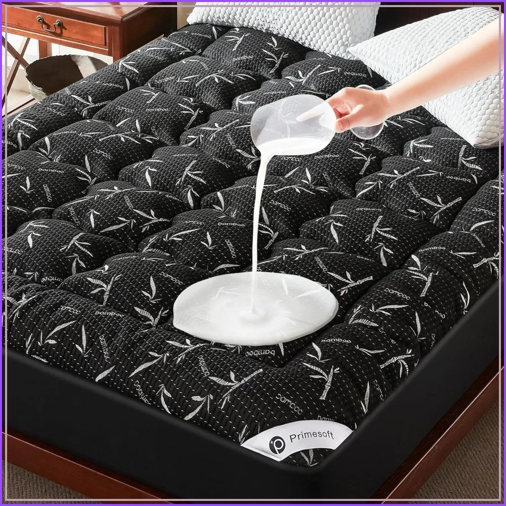 

Queen Size Mattress Topper, Waterproof & Breathable, Up to 24" Deep Pocket, Soft Pillow Top, Black