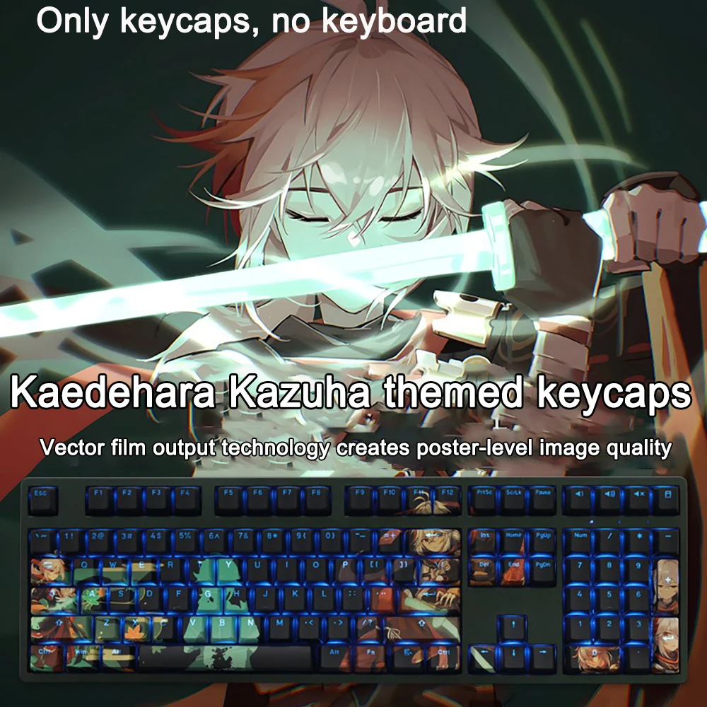 108 Keys Genshin Impact Keycap Kaedehara Kazuha PBT Dye Subbed Cherry Keycap Anime Gaming Key Cap For ANSI 61 87 104 108 Layout