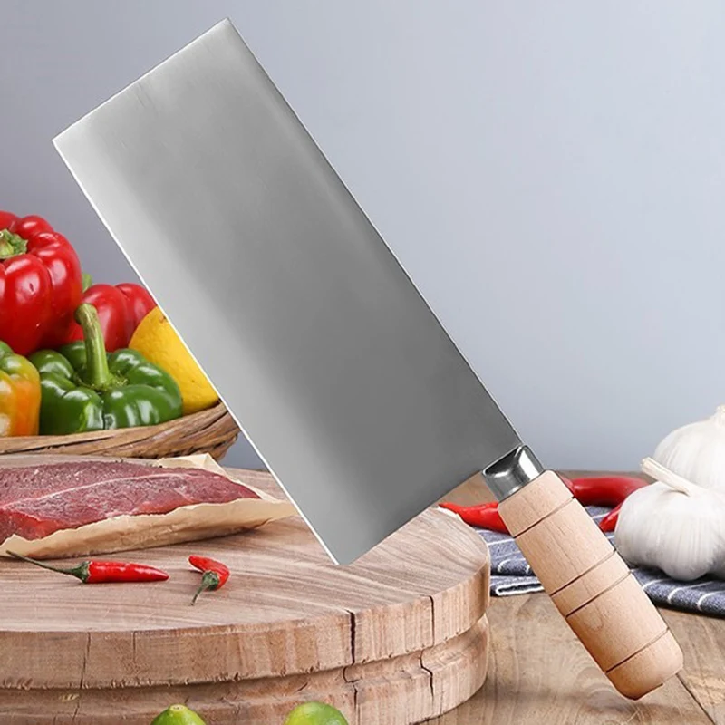 8 inch Blade Cleaver Knife Stainless Steel Kitchen Knife Slicing Knife Chef Slice Meat Vegetable Knives Chinese Chef‘s’Cleaver