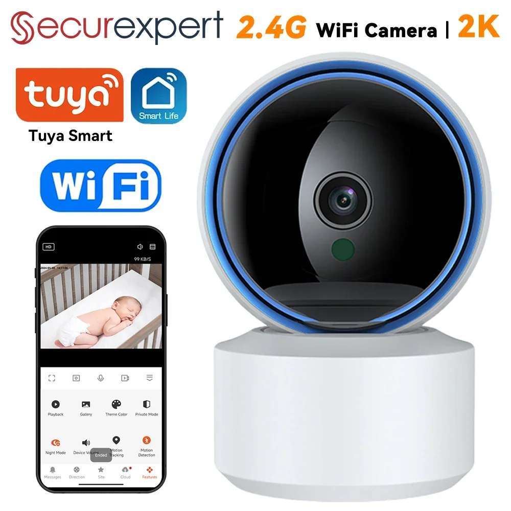 

Tuya 5MP Wi-Fi IP-камера Радионяня 360 ° PTZ-детектор движения, двухстороннее аудио, ночное видение, поддержка TCP/IP/ONVIF, частный протокол