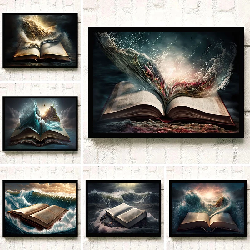 Watercolor Bible Poster Fantastic Scenery Canvas Painting Modern Wall Art Picture Poem Club Office Home Decor Gift Idea