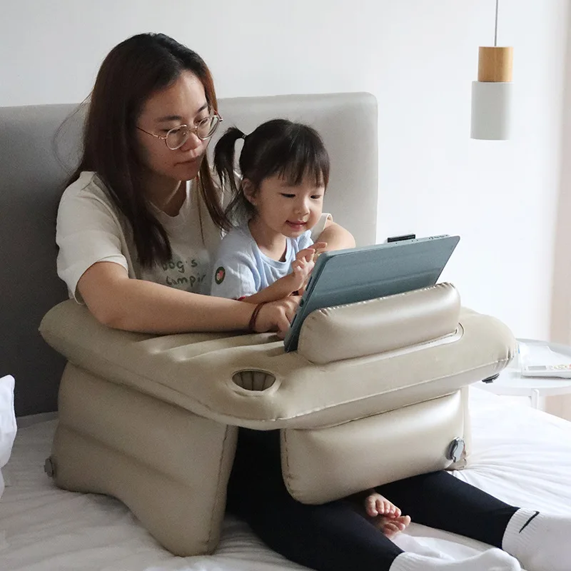 Inflatable study table pillow Game reading table Foldable desk pillow on the knee Adjustable height Computer table