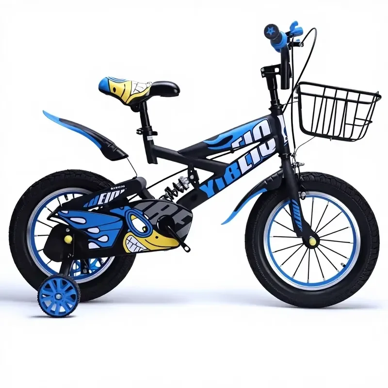 16-Inch children's cruiser bicycle with auxiliary wheels, steel frame 1-speed front V brake, rear axle brake, ergonomic,