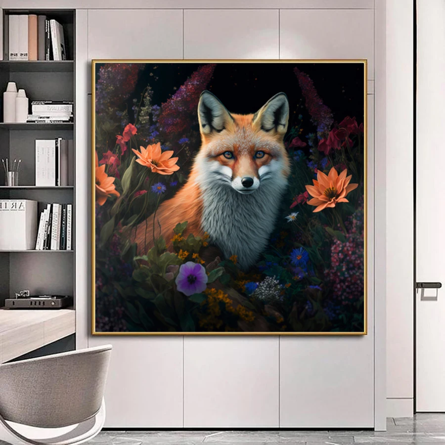 Diy 5D Mosaic Arts Animal Fox Diamond Painting Full Rhinestone Embroidery Floral Handmade Cross Stitch Kits Wall Decor AA4920