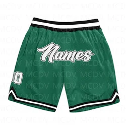 Custom Hunter Green White Pinstripe White-Red Authentic Basketball 3D All Over Printed Men's Shorts Quick Drying Beach Shorts