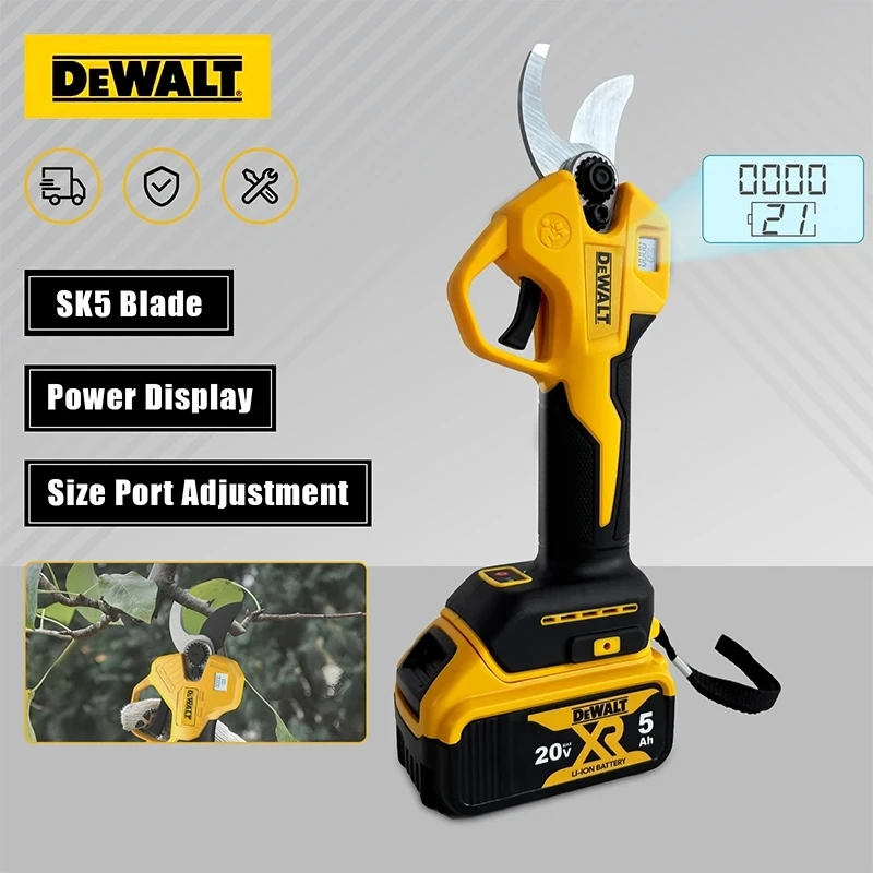 Dewalt – cisaille électrique sans fil, affichage LED, ciseaux de jardin électriques sans fil, outils électriques pour arbres fruitiers, batterie 20V