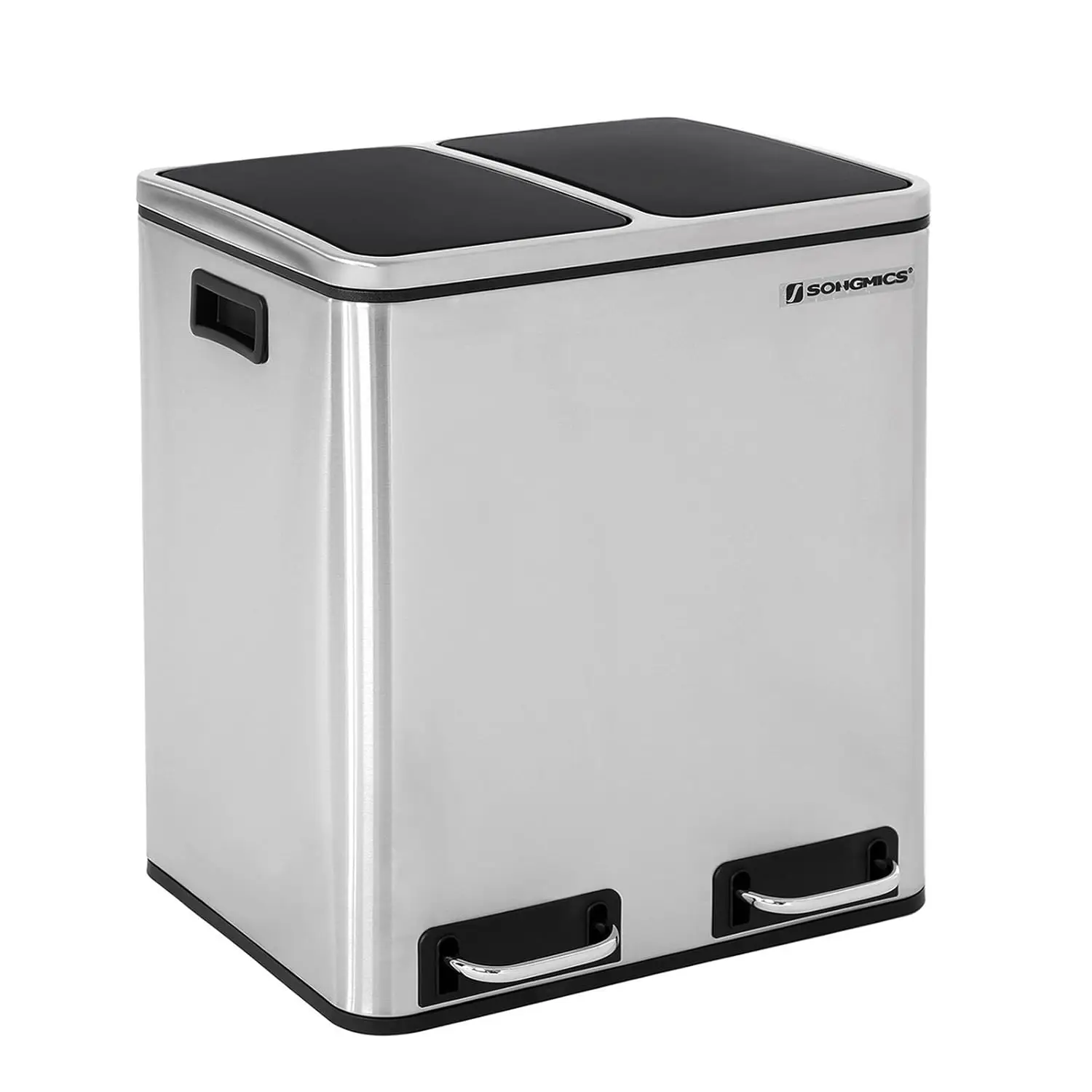 SONGMICS trash can 30L Ergonomic Steel Metal Foot Rails