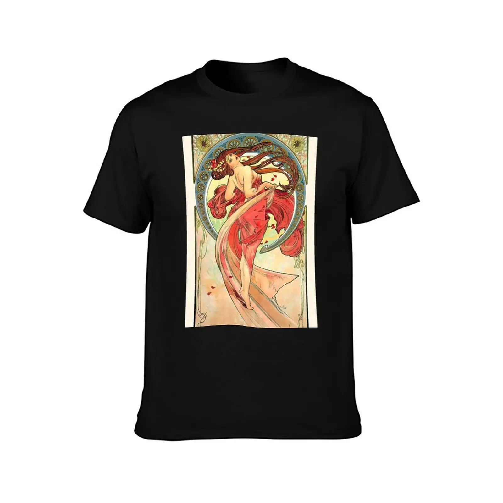 Dance, 1898 by Alphonse Mucha T-Shirt, Summer Casual Cotton Tee, Oversized Streetwear Tops, Vintage Graphic Print, 100% Cotton