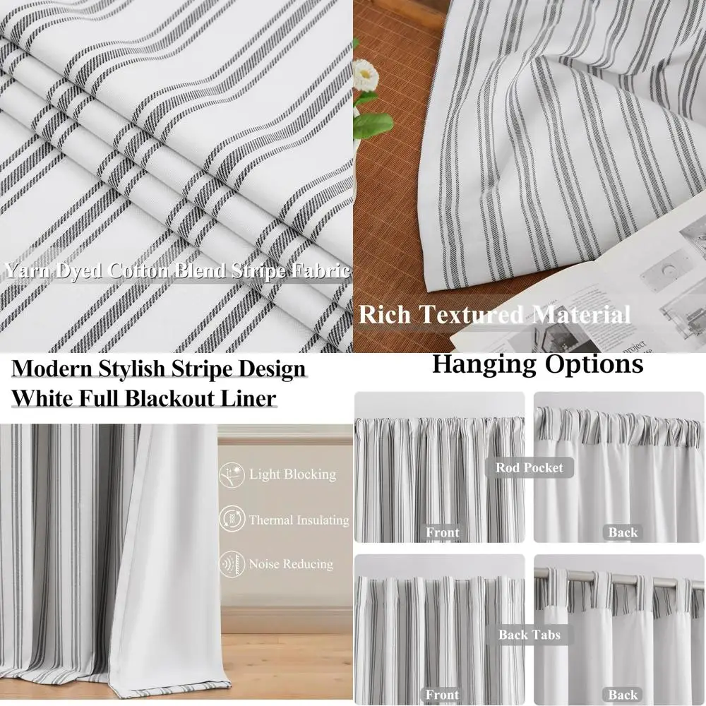 

Современные черно-белые полосатые хлопчатобумажные шторы, длина 63, ширина 55, для домашней обработки окон
