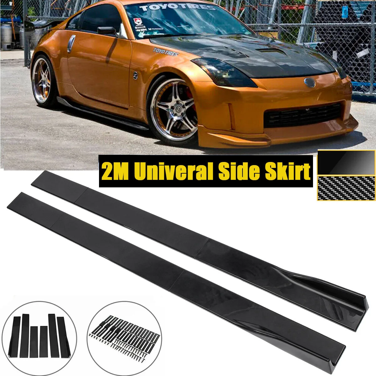 

2M Side Skirt Extension Kit Universal For Nissan Kicks Side Skirt 2000-2022 Apron Splitters Lip Winglet Car Accessories