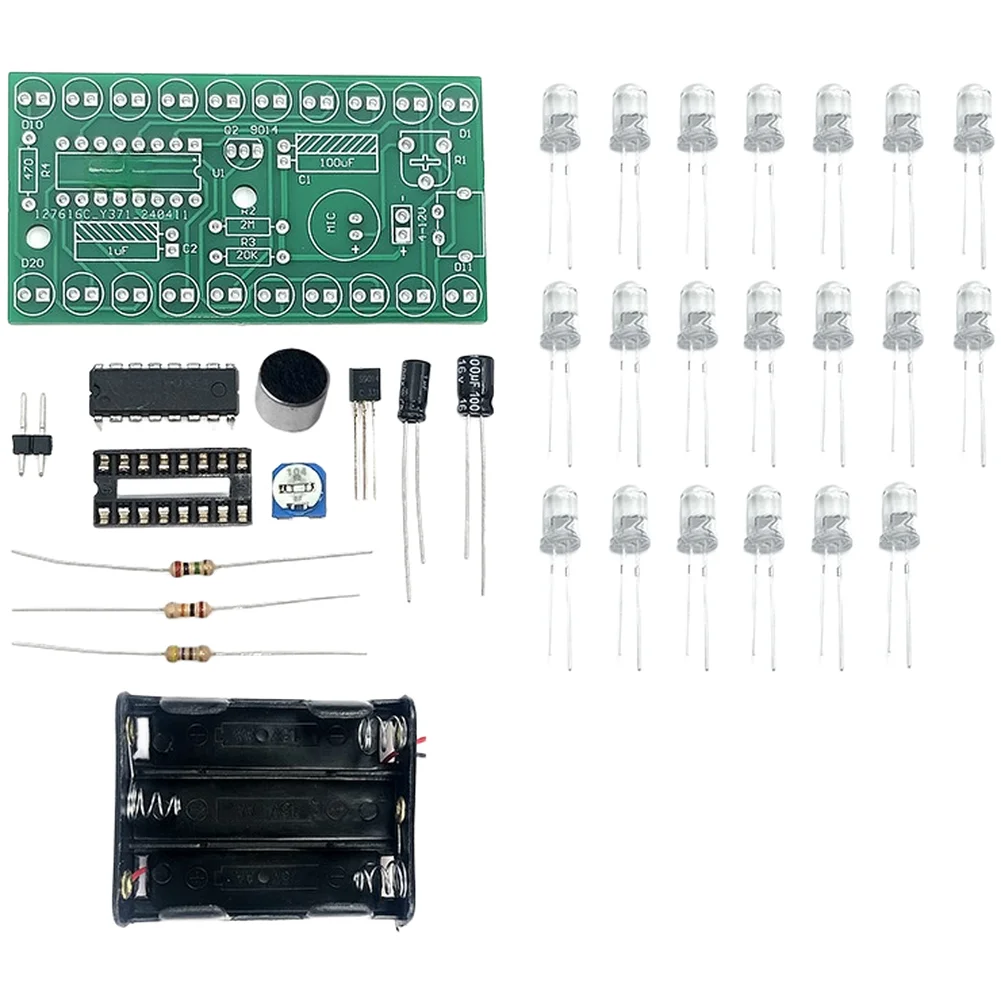 DIY LED Kit with Music Responsive Lighting and Battery Box for Educational Circuit Design Practice and Learning