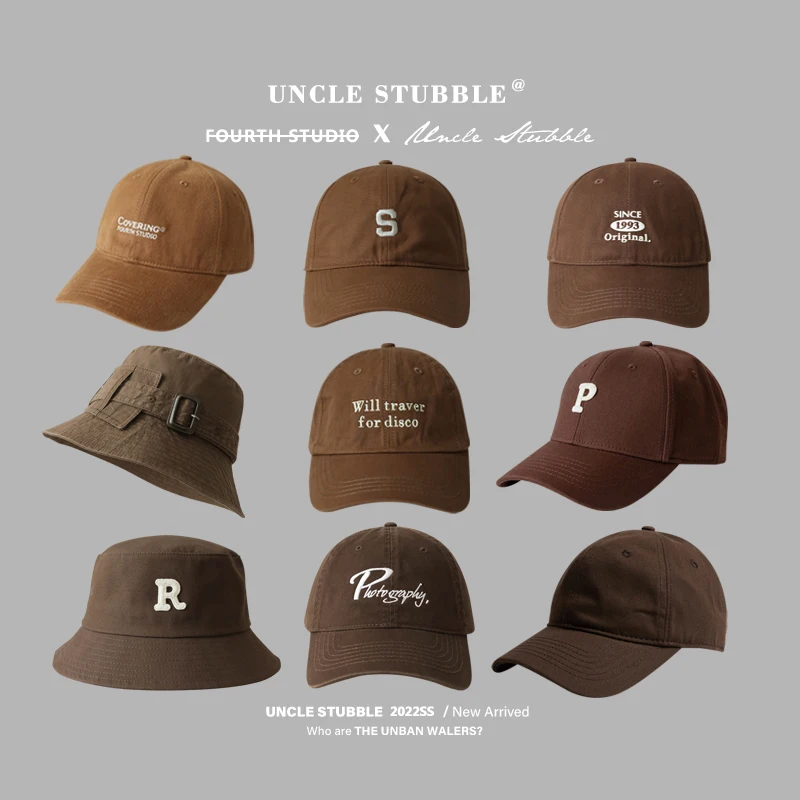 South Korea Dongdaemun Camel Hat Women\'s Brown Soft Top Baseball Cap Peaked Cap Men Brown Bucket Hat Bucket Hat Tide