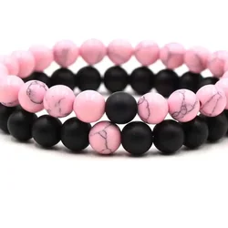 2 Simple Temperament Fashion Couple Elastic Crystal Heart Love Magnetic Heartbeat Bracelet Set Ladies Fashion Set Holiday Party