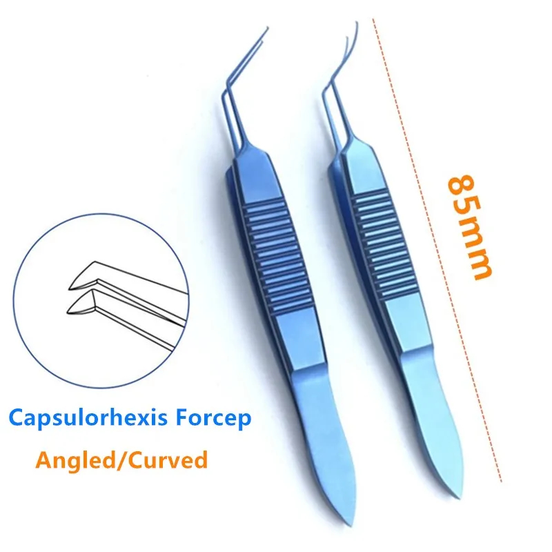 Titanium Capsulorhexis Forcep Ophthalmic Forceps Ultrata Style  85mm Angle curved head Eye Surgical Instruments