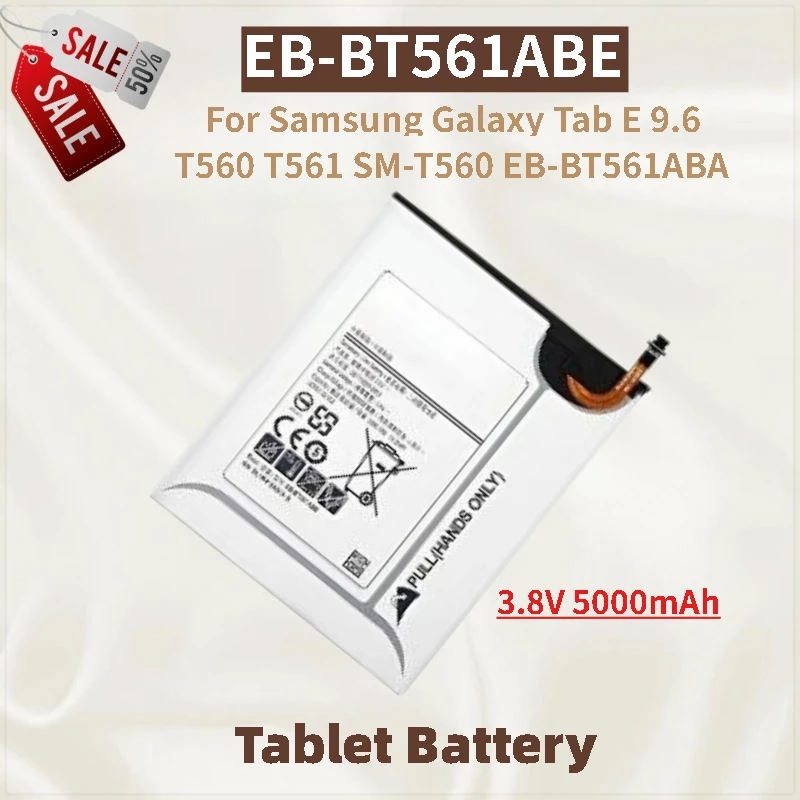 

100% New High Quality 3.8V 5000mAh EB-BT561ABE Tablet Battery For Samsung Galaxy Tab E 9.6 T560 T561 SM-T560 EB-BT561ABA