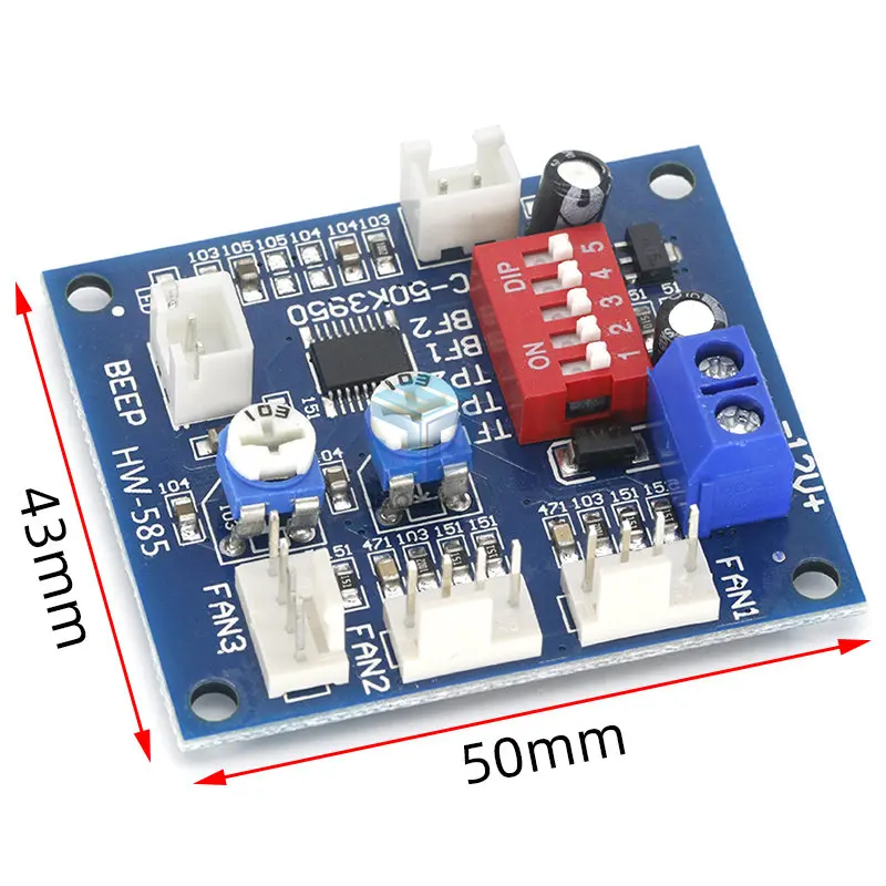 DC 12V 5A PWM PC CPU Fan Temperature Control Speed Controller Module Buzzer High-Temp Alarm NTC B 3950 Thermistor 50K