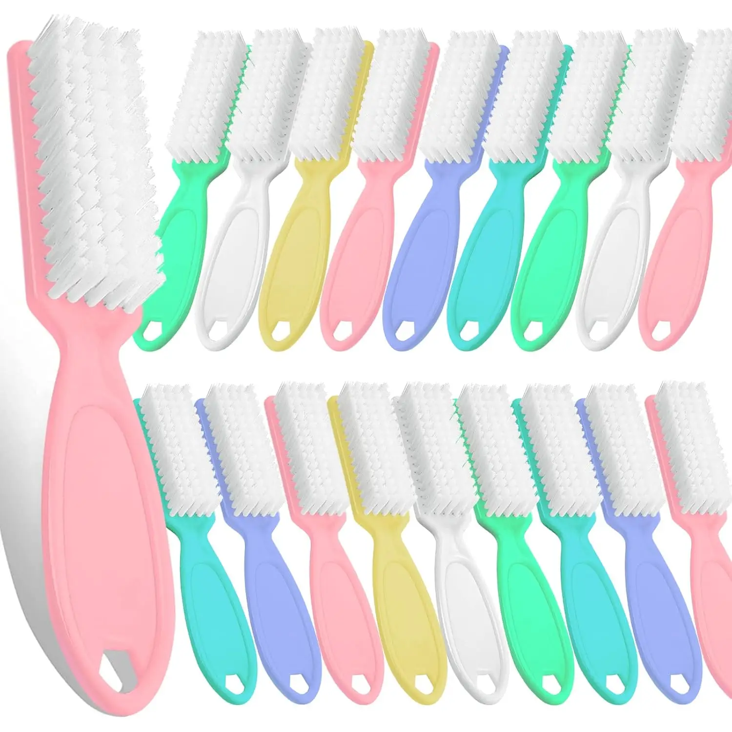 

20Pcs Nail Brush Set for Hands and Feet, Ergonomic Handle with Hanging Hole, Random Colors