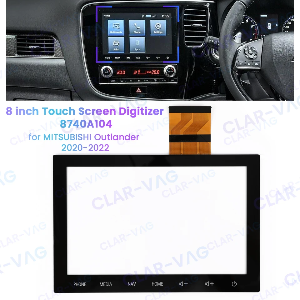 8 Inch Touch Screen Glass Digitizer For Mitsubishi Outlander 2019-2022 MK3 SAT NAV 8740A098 8740A103 DVD Player GPS Navigation