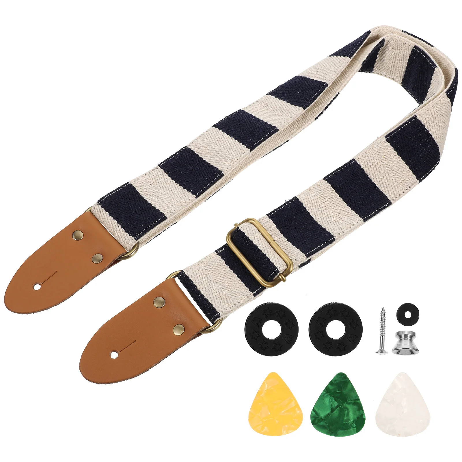 

Thickened Adjustable Guitar Shoulder Strap Striped Anti-Stretch Durable Guitar Replacement Strap Practical Strong Load-Bearing