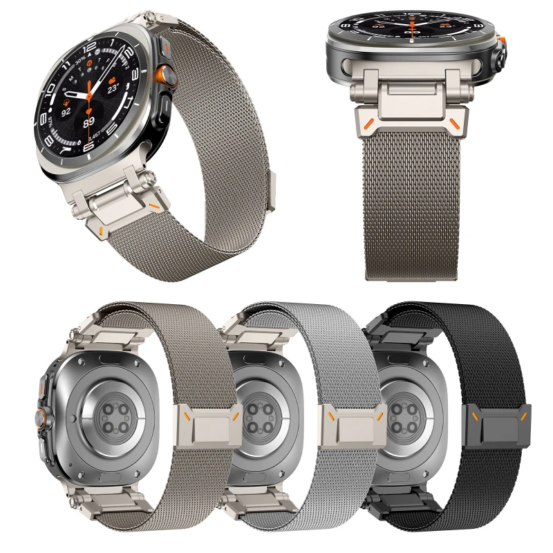 Pulseira de relógio de metal em aço inoxidável para Samsung Galaxy Ultra Explorer, pulseira de substituição em aço inoxidável