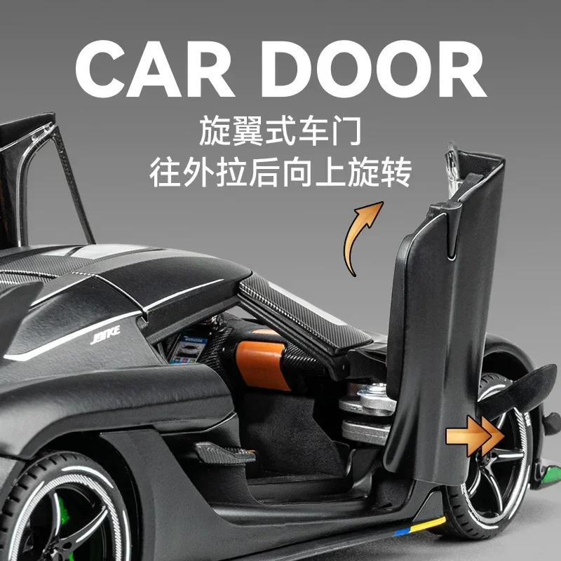 1/24 Scale Koenigsegg Jesko Car Model Toys Alloy Diecast Models with Light Pull Back Function Collection Boys Toys for Children