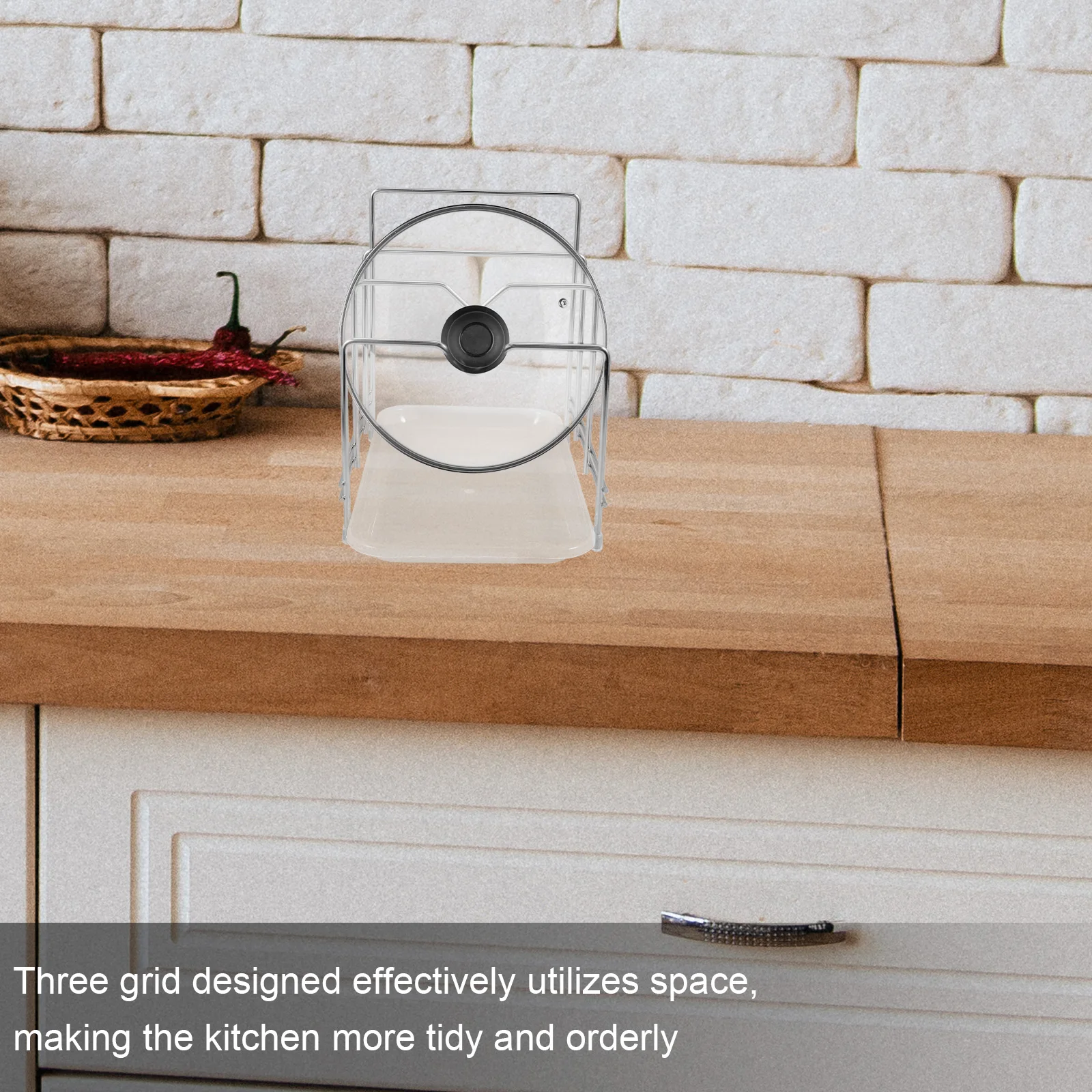 

Cutting Board Organizer Rack Stainless Steel Chopping Board Holder with Water Tray for Pots and Pans Lid Storage Kitchen Counter