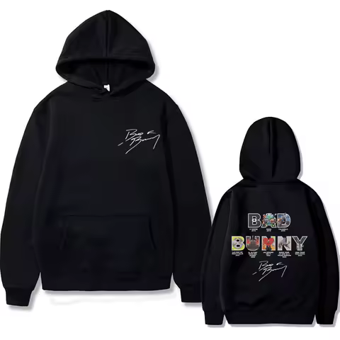 Rapper Bad Bunny Music Album Cover Graphic Hoodie Men Women Hip Hop Oversized Hooded Tracksuit Male Casual Fleece Cotton Hoodies