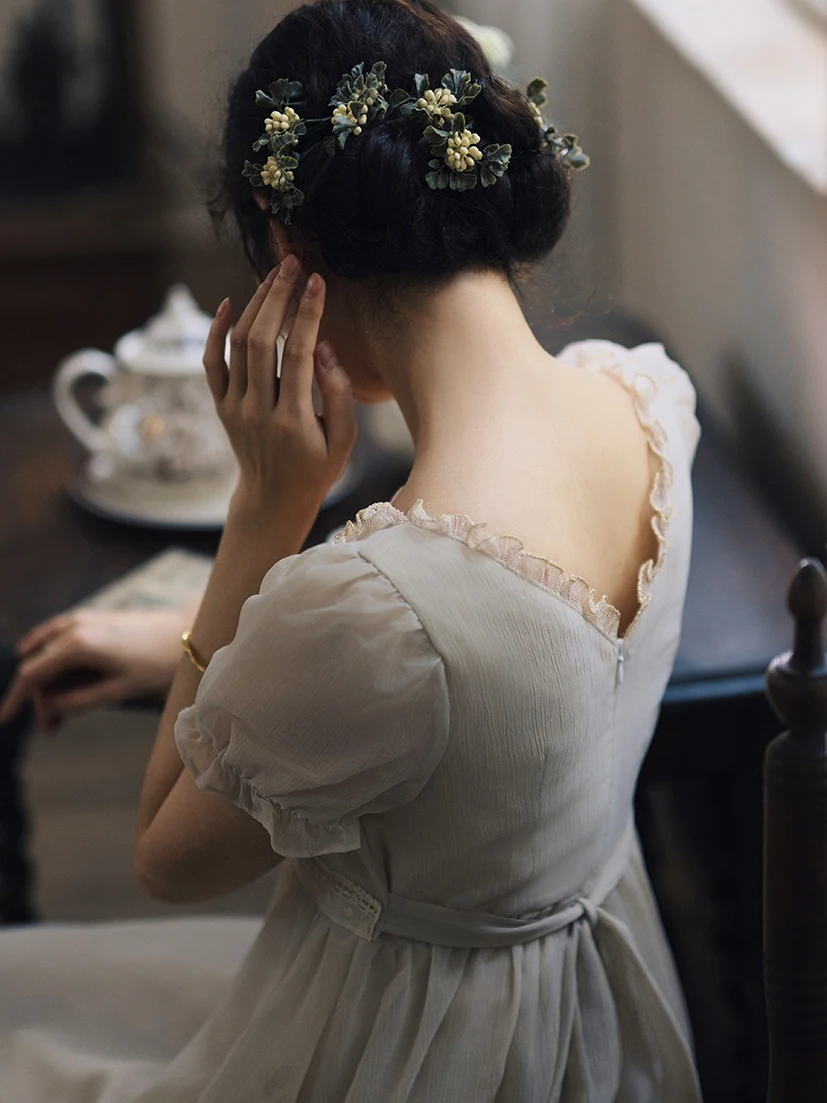 TIYIHAILEY Women Dress Short Sleeve Long Maxi Ladies S-XL Vintage High Waist 2026 Lace Patchwork Summer Square Collar Lace Up