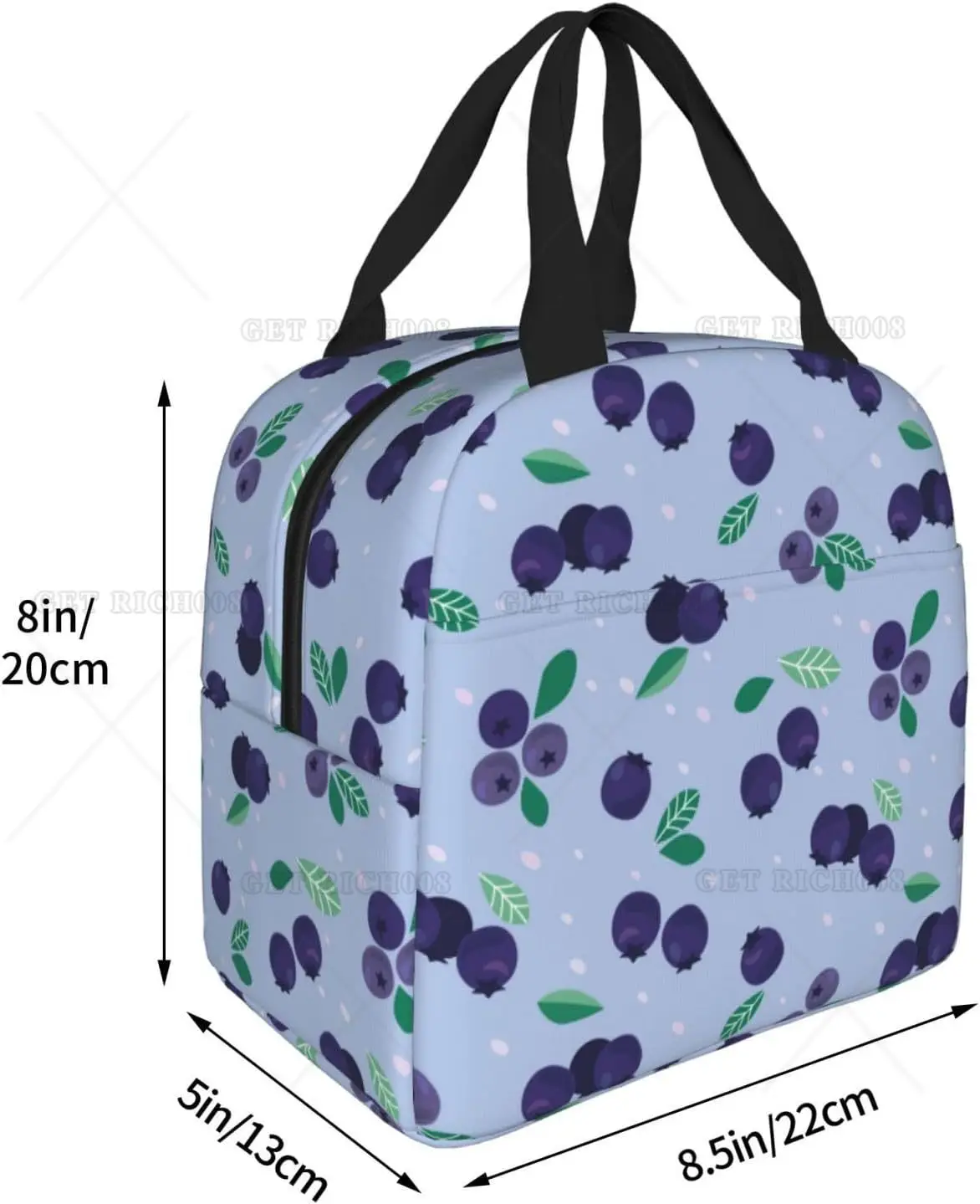 Insulated Lunch Bags for Men Women Work Cute Blueberry Blue Soft Cooler Bag Insulated for Travel Water Proof Small Adult