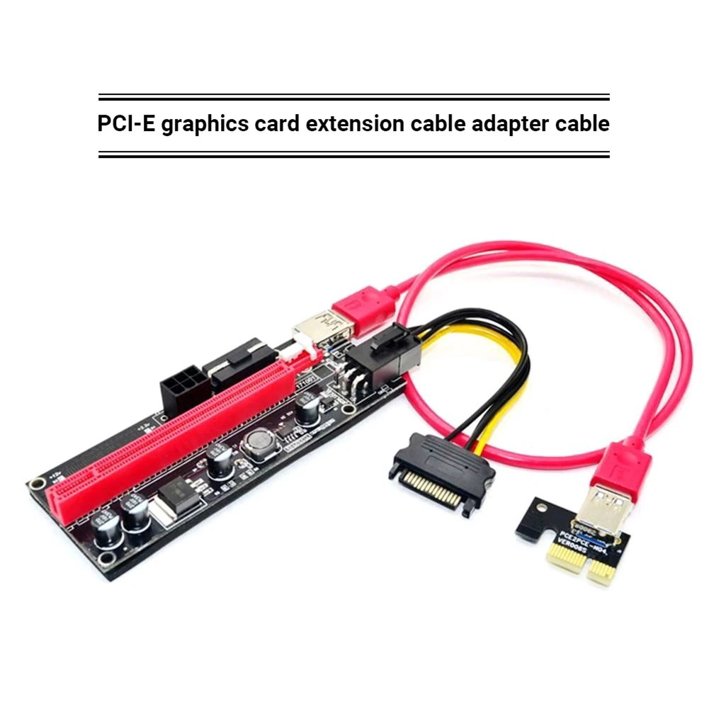 Ver 009S USB 3.0 PCI-e Riser PCIe PCI Express 1X à 16X carte adaptateur d'extension câble d'alimentation 6 broches 130x44x5mm